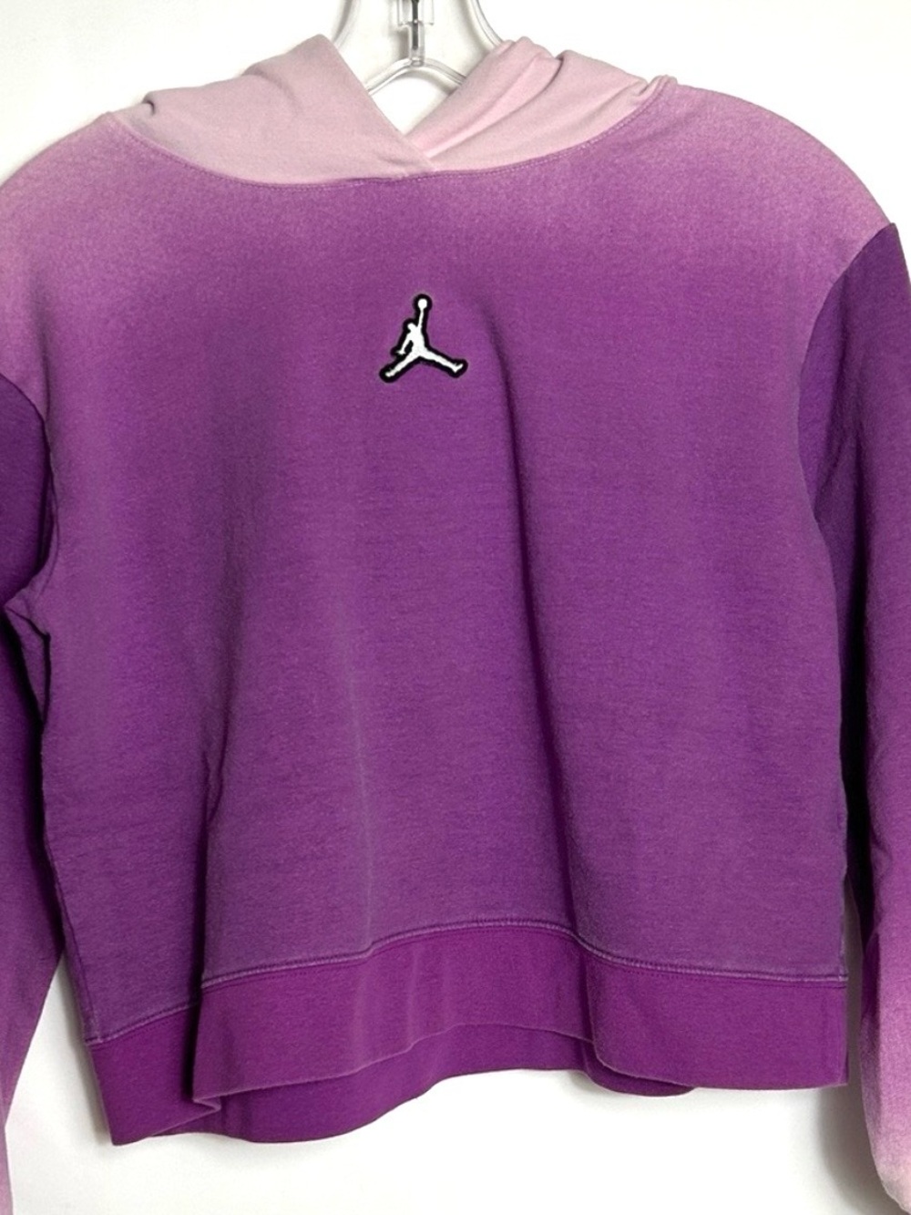 Jordan Girls Size XL Pink Purple Pullover Cotton Hoodie Logo Front Graphic